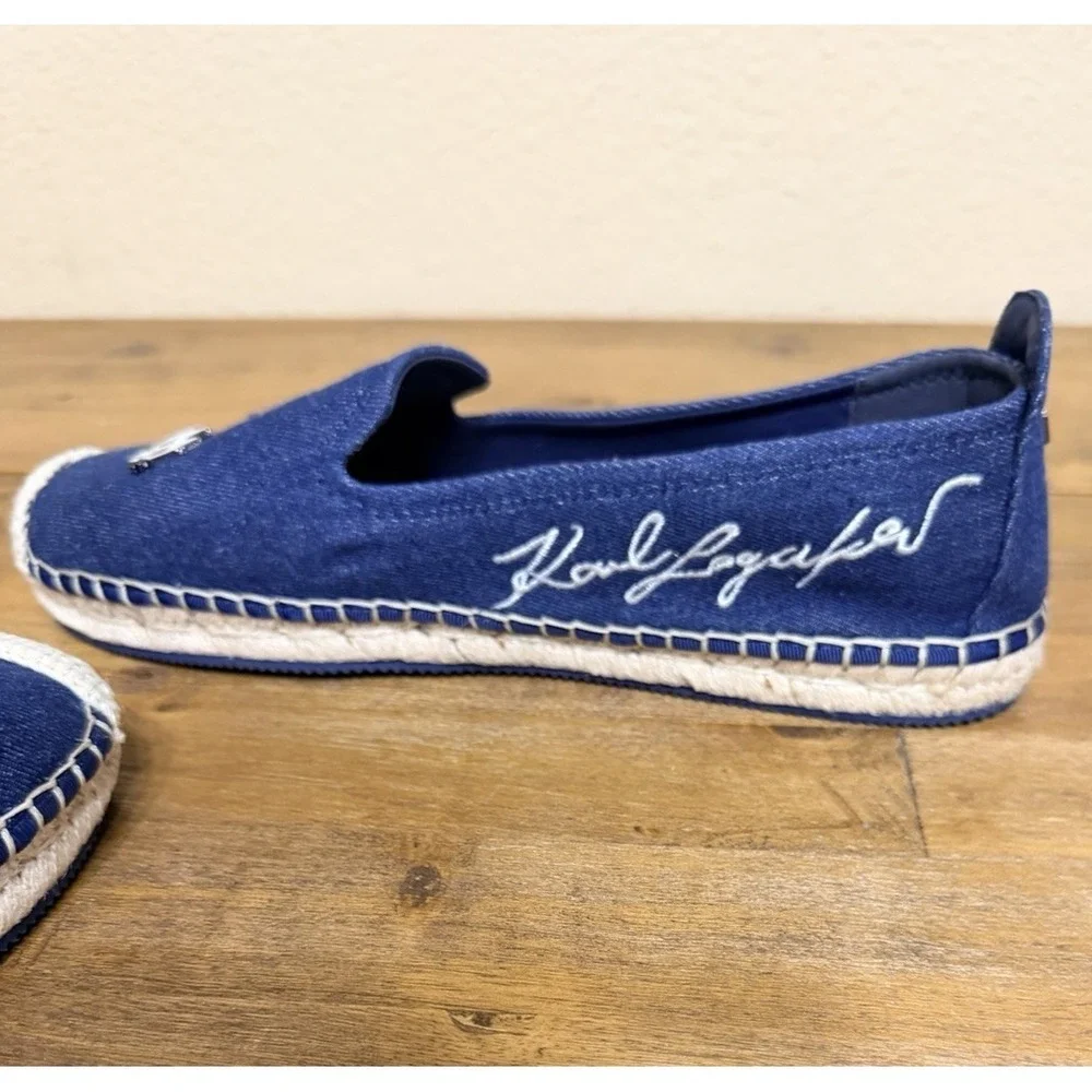 Karl Lagerfeld Paris Malvie Denim Espadrilles Blue Choupette Charms Womens‎ 11M